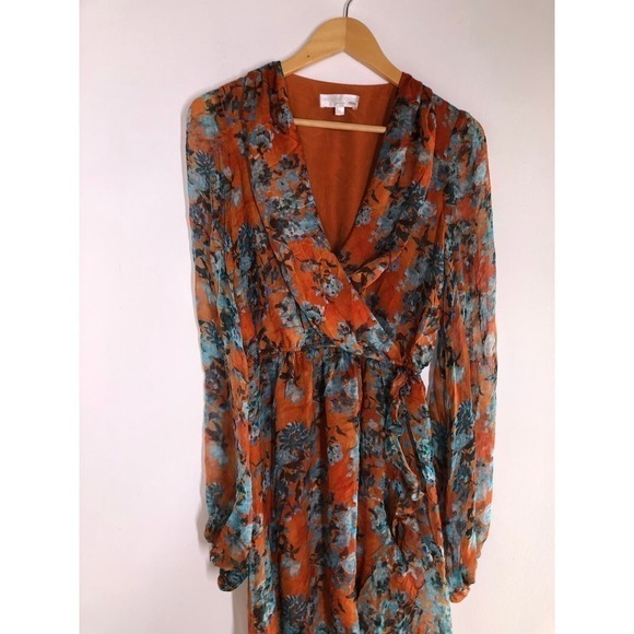 Caroline Constas Vivian Silk Gown  Wrap Multicolor L - Picture 9 of 15